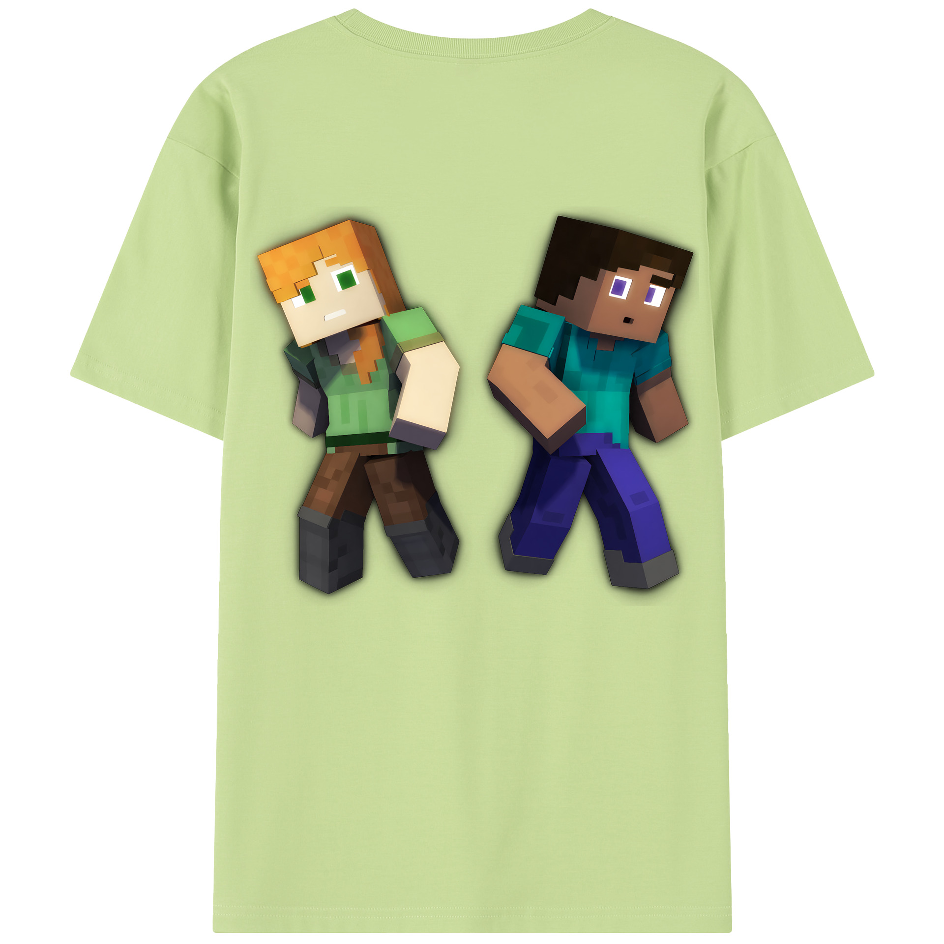 （画像用） マインクラフト ブロックの世界 Minecraft MC Block world 綿100％半袖Tシャツ（背面プリント）